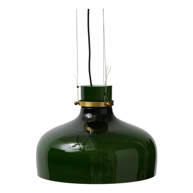 Antique French Green Glass Hanging Lamp For Sale