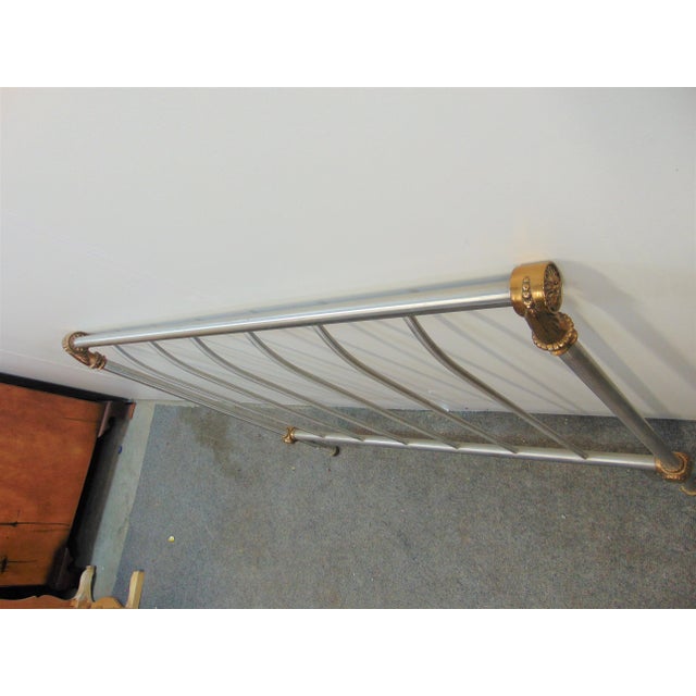Regency Style Polished Stainless Steel & Brass Twin Size Headboard For Sale - Image 4 of 6