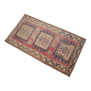 Hand Knotted Door Mat, Entryway Rug, Bath Mat, Kitchen Decor, Small Rug, Turkish Rug - 1′11″ × 3′7″ For Sale
