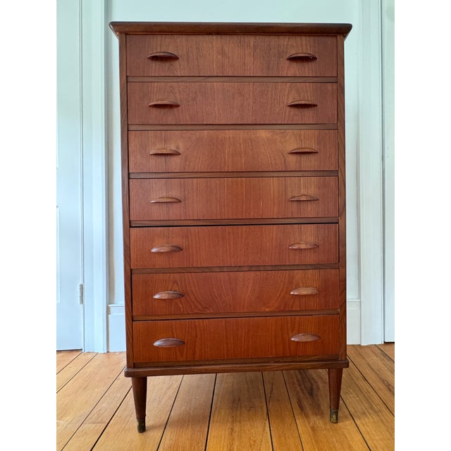 Brown 1960s Danish Modern Teak & Pine Chest of Drawers, Seven-Drawer For Sale - Image 8 of 10