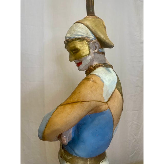 Gold Mid 20th Century Marbro Harlequin Figural Table Lamp – Restored & Rewired For Sale - Image 8 of 17