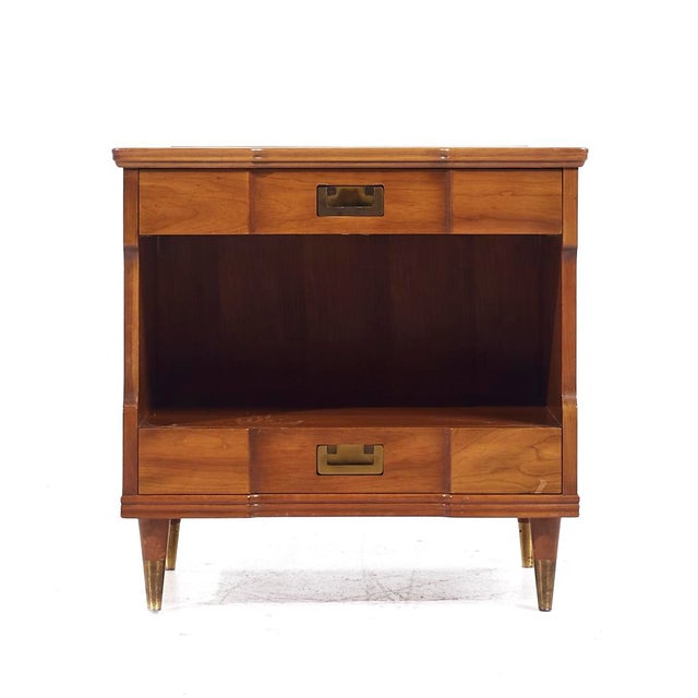Wood John Widdicomb Mid Century Walnut and Brass Nightstands - Pair For Sale - Image 7 of 12
