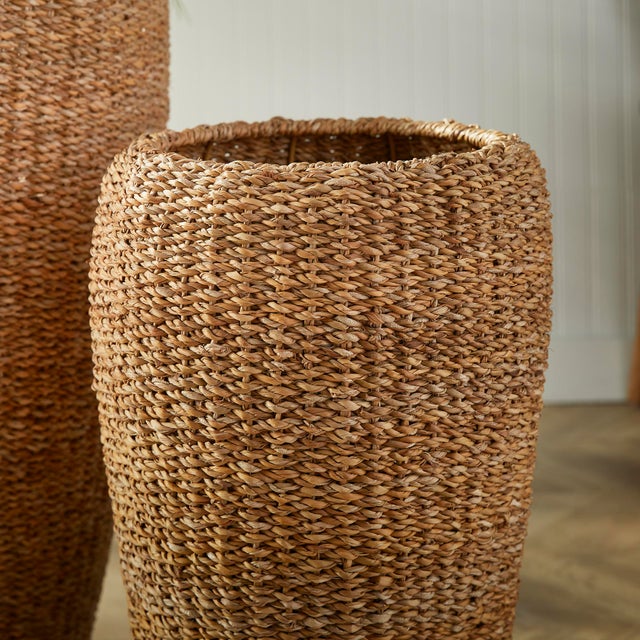 Early 21st Century Seagrass Tall Round Planters, Set Of 2 For Sale - Image 5 of 5