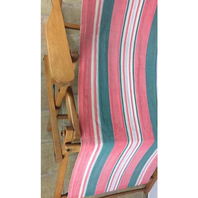 Wood Ergelax Mid-Century Folding Canvas Lounge Chair For Sale - Image 7 of 11