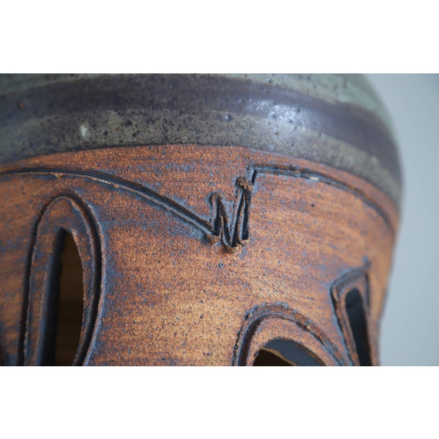 Vintage Hand Thrown Ceramic Pendant Light For Sale In Oklahoma City - Image 6 of 10