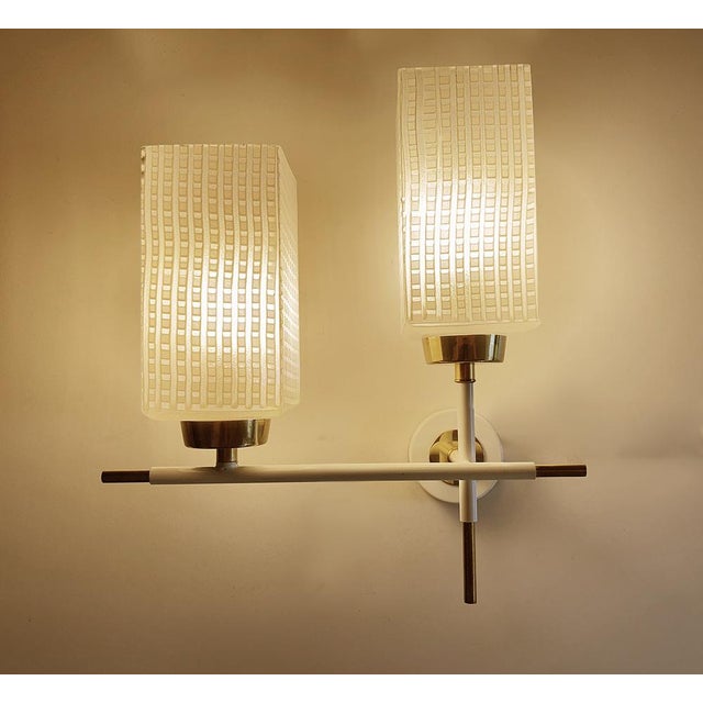 Gold Mid-Century Modern French Glass Sconces, 1960s, Set of 2 For Sale - Image 8 of 18