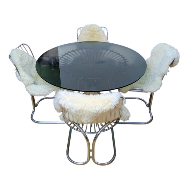 Space Age Margot Table and Radiofreccia Chairs by Gastone Rinaldi for Rima Padova, Italy, 1970s, Set of 5 For Sale