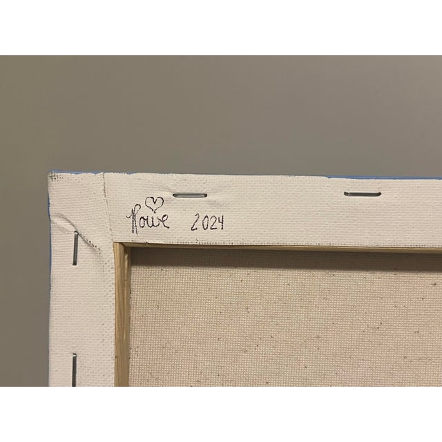 2020s Folk Art Nautical Landscape Seascape, Lighthouse & Sailboat, Painted on Canvas, Signed, Dated For Sale - Image 5 of 5