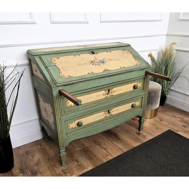 Antique Italian Tuscany Country Painted Wooden Commode, 1890s For Sale - Image 4 of 11