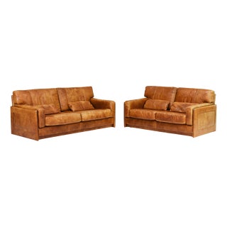 Arcon Sofas in Buffalo Leather by Marco Milisich, Italy, 1970s, Set of 2 For Sale