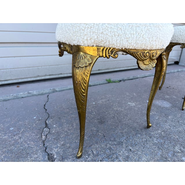 1950s Pair of Italian Chiavari Brass Ottomans For Sale In Houston - Image 6 of 12
