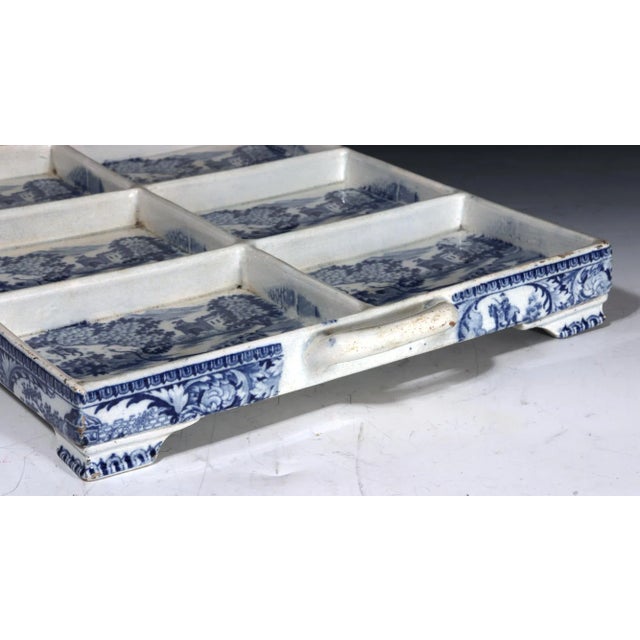 Blue Large Pearlware Blue Printed Tray With the Angry Lion Pattern For Sale - Image 8 of 11