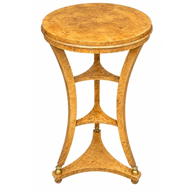 Neo-Classical Style Burl & Gilt Pedestals / Tables by Baker Furniture- Pair For Sale - Image 11 of 13