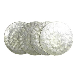 Vintage Round Capiz Shell Placemats or Chargers With Shimmery Gold Patina- Set of 4 For Sale
