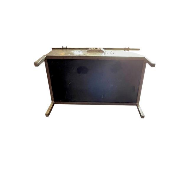 Early 20th Century Industrial Metal Trunk Chest on Stand With Patina Finish For Sale - Image 12 of 18