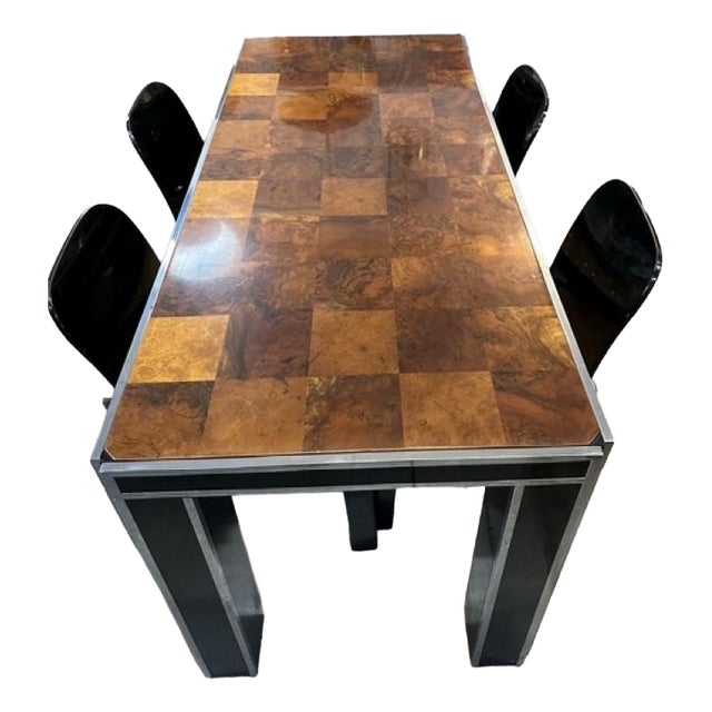 Briarwood Dining Table and Chairs by Pierluigi Molinari for Pozzi, 1970s, Set of 5 For Sale