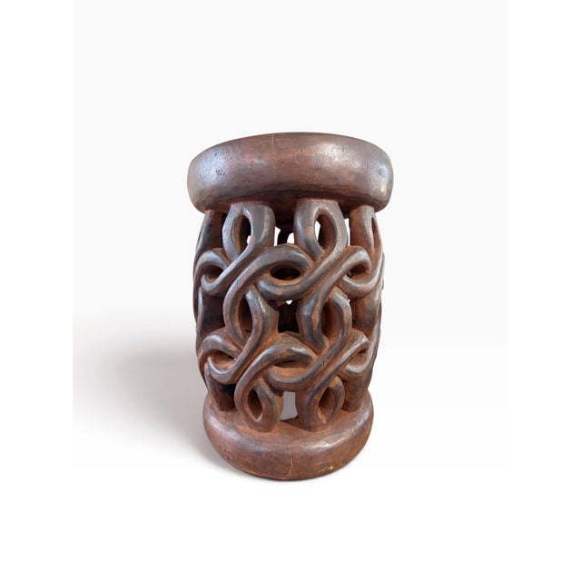 Wood Vintage Tribal Nobility Bamileke Spiral Stool/ Side Table Cameroon 16" H For Sale - Image 7 of 10