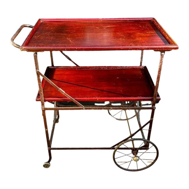 Early 1900s Industrial, Two-Tier Bar Cart by Fulton Manufacturing Co., Bay City, Michigan For Sale