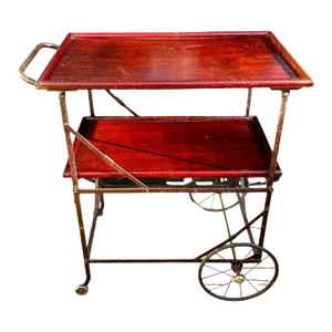 Early 1900s Industrial, Two-Tier Bar Cart by Fulton Manufacturing Co., Bay City, Michigan