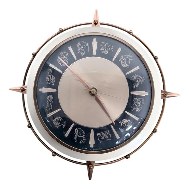 Mid-Century Copper Zodiac Wall Clock from Metamec, 1950s For Sale