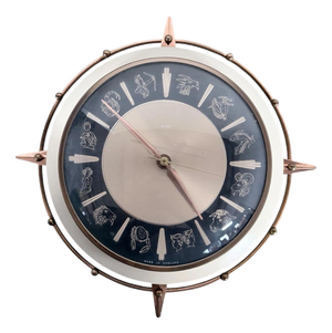 Mid-Century Copper Zodiac Wall Clock from Metamec, 1950s