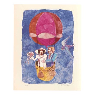 Daniela Romano, A Meeting in the Air, Lithograph, 1990s For Sale
