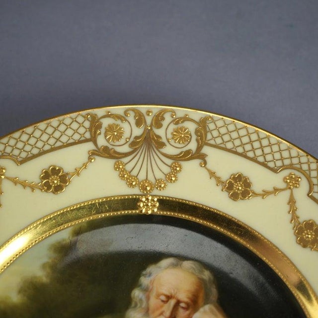 Antique Royal Vienna Fraurueth Porcelain Portrait Plate With Gilt Border C1890 For Sale - Image 6 of 8