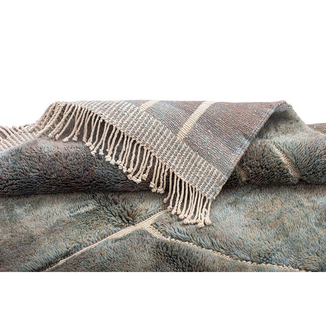 Textile Premium Hand-Knotted Moroccan Wool Rug | 9'9" X 6'11" | One of a Kind For Sale - Image 7 of 8