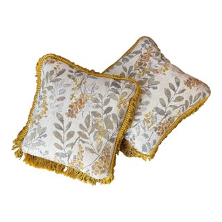 Pair of Late 20th Century Pillows With Yellow Fringe For Sale