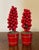 Wood Antique Early 20th Century German Christmas Ornaments Paint Decorated and Carved Wood Red Berry Topiary Trees in Pots - a Pair For Sale - Image 7 of 8