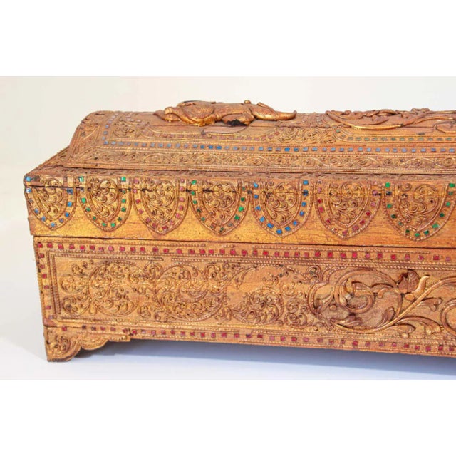 Gilt Lacquer Wood Manuscript Storage Box Burma 19th Century For Sale - Image 9 of 13