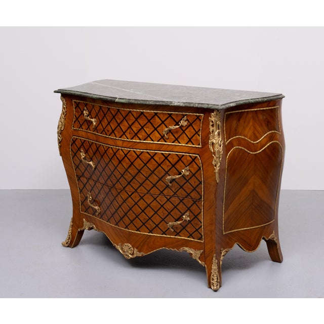 Brown Louis XV Dutch Checkerboard Inlay Chest of Drawers, 1960s For Sale - Image 8 of 12