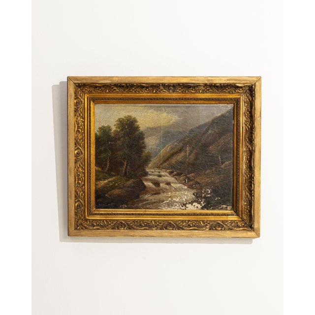 19th Century 19th Century France Green Canvas Painting For Sale - Image 5 of 15