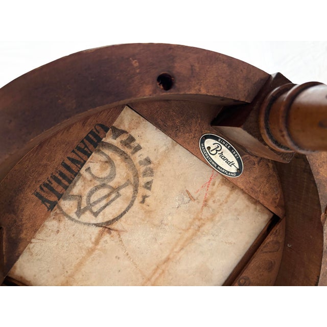 1950's Brandt French Influence Wine/Side Table With Marble Top, Brass Gallery and Fluted Legs For Sale - Image 12 of 12