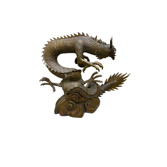 Bronze Late 20th Century Large Monumental Asian Style Bronze Dragon Sculpture – Heavy Decorative Statement Piece For Sale - Image 8 of 8