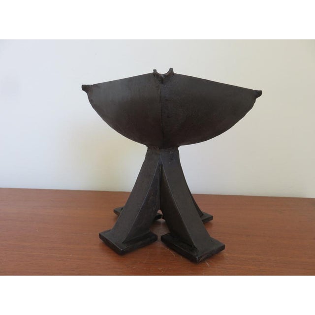 French Brutalist 4-Legged Ashtray in Raw Steel, 1970s For Sale - Image 10 of 15