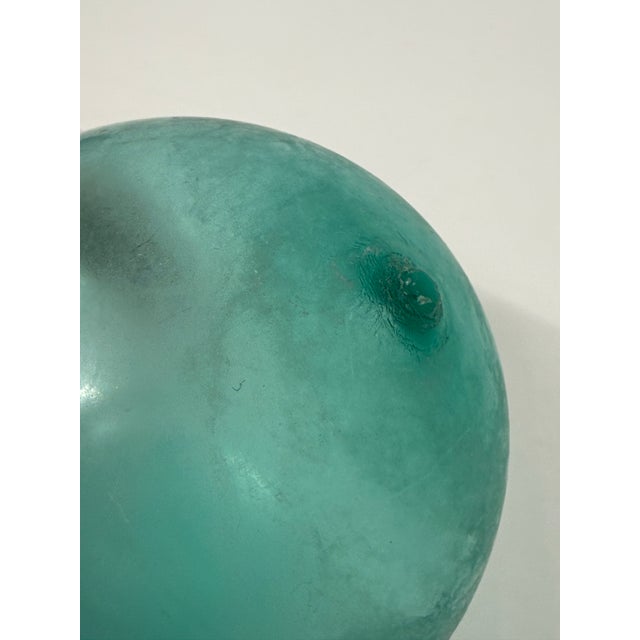 Glass Early 20th Century Coastal Blue Sea Glass Float—3” For Sale - Image 7 of 10