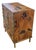 Wonderful Raised Japanese Cabinet Crafted With Geometrically Intricate Inlayed Wood and Hand Wrought Hardware For Sale