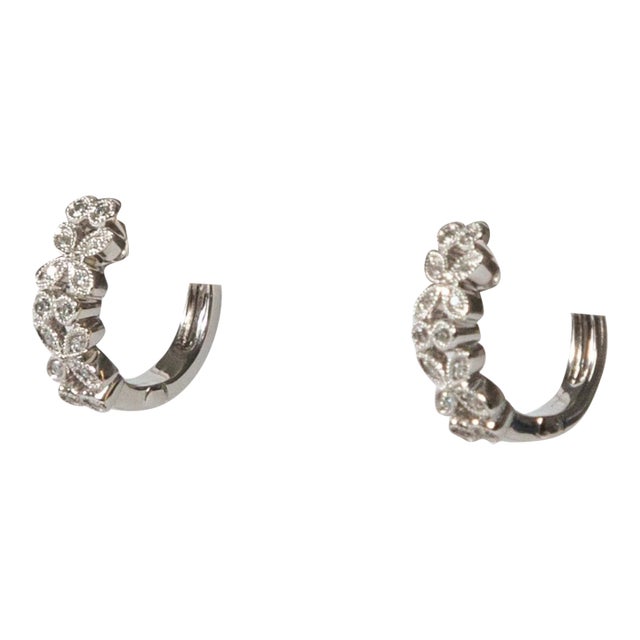 White Gold CW Diamond Huggies - A Pair For Sale