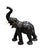 Impressive monumental leather elephant sculpture standing 47 inches high, featuring a dramatic raised trunk and commanding...
