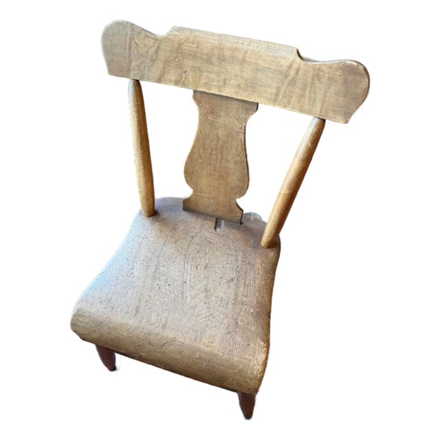 Pair of Antique Primitive Farmhouse Chairs – Country Wooden Side Chair With Original Patina, Circa 1900 For Sale