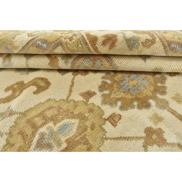 Ivory Oushak Rug 5’9” X 8’8” Ivory Wool Traditional Hand-Knotted Oriental Carpet For Sale - Image 8 of 12