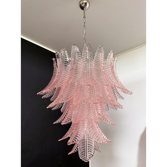 Large Italian Murano Six-Tier Pink Felci Glass Chandelier, 1990 For Sale - Image 16 of 16