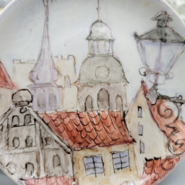 Set of 3 Vintage C1970s Old Riga Porcelain Dishes Hand Painted by Milda Kalnina Brutane (1903-1979) For Sale In Boston - Image 6 of 17