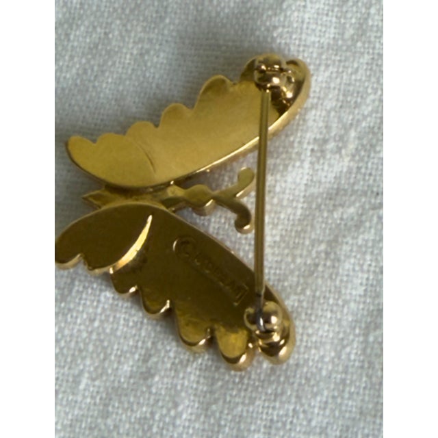 1970s Vintage 1970s D’Orlan Rhinestone Butterfly Brooch Gold Plated Swarovski Crystal For Sale - Image 5 of 9
