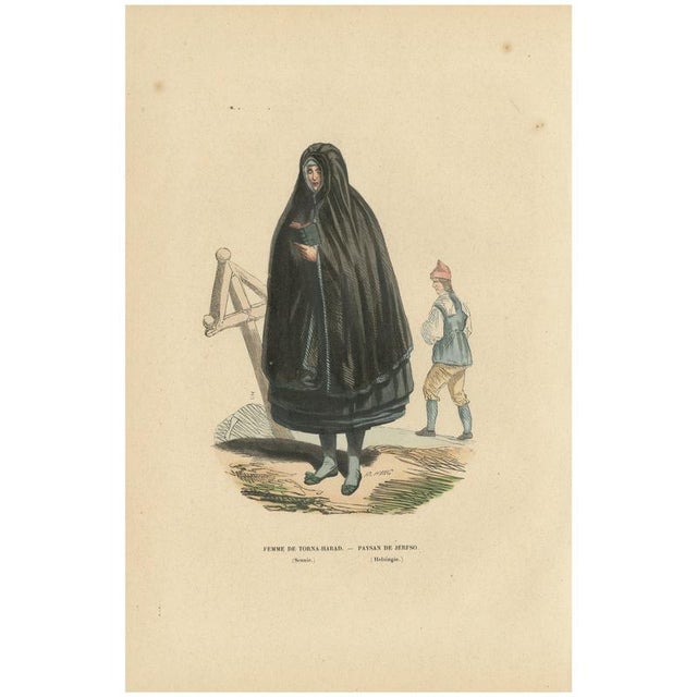 Markaert after Auguste Wahlen, Woman of Torna-Härad and Man of Järfsö, 1845, Scandinavian Lithograph For Sale - Image 10 of 10
