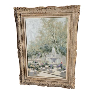 Andre Gisson Impressionist Painting of a Fountain in a Park For Sale