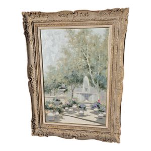 Andre Gisson Impressionist Painting of a Fountain in a Park