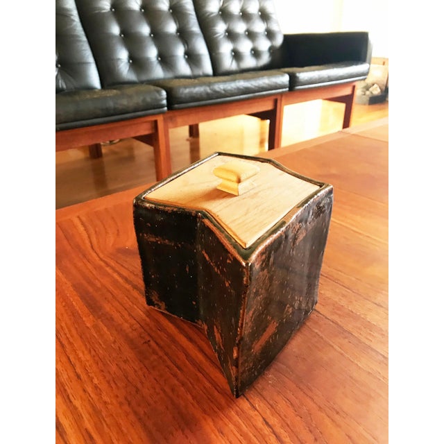 Wood Rustic Hand-Built Ceramic Container For Sale - Image 7 of 8