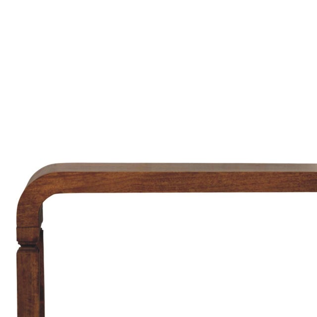 Wood Amber Oak-Finish Mango Wood Curved Console Table For Sale - Image 7 of 7